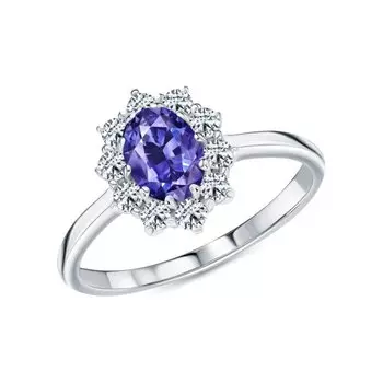 Золотое кольцо с бриллиантами природными и танзанитами природными