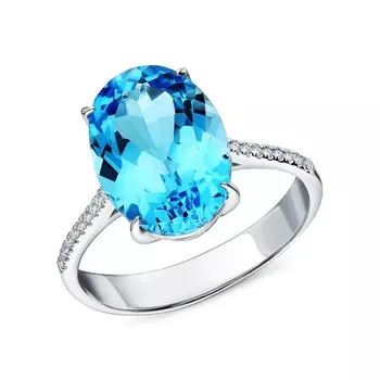 Золотое кольцо с бриллиантами природными и топазами природными