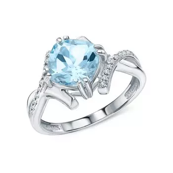 Золотое кольцо с бриллиантами природными и топазами природными