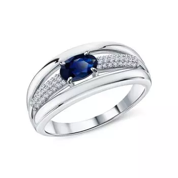 Золотое кольцо с бриллиантами природными и сапфирами природными