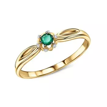 Золотое кольцо с бриллиантами природными и изумрудами природными