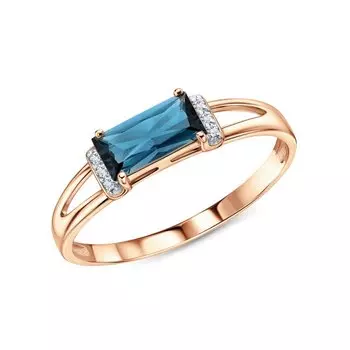 Золотое кольцо с бриллиантами природными и топазами природными