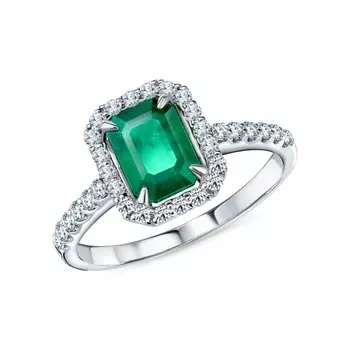 Золотое кольцо с бриллиантами природными и изумрудами природными