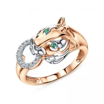 Золотое кольцо с бриллиантами природными и изумрудами природными