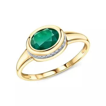 Золотое кольцо с бриллиантами природными и изумрудами природными