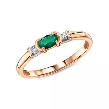 Золотое кольцо с бриллиантами природными и изумрудами гидротермальными