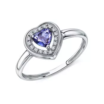 Золотое кольцо с бриллиантами природными и танзанитами природными