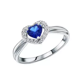 Золотое кольцо с бриллиантами природными и сапфирами выращенными