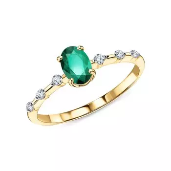 Золотое кольцо с бриллиантами природными и изумрудами природными