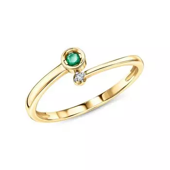 Золотое кольцо с бриллиантами природными и изумрудами природными