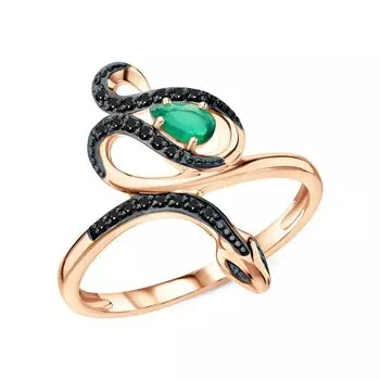 Золотое кольцо с бриллиантами природными и агатами природными