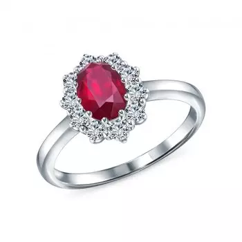 Золотое кольцо с бриллиантами природными и рубинами природными