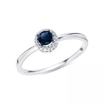 Золотое кольцо с бриллиантами природными и сапфирами природными