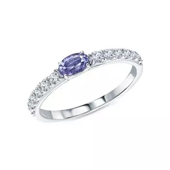 Золотое кольцо с бриллиантами природными и танзанитами природными