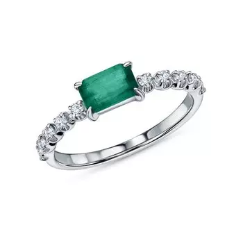 Золотое кольцо с бриллиантами природными и изумрудами природными