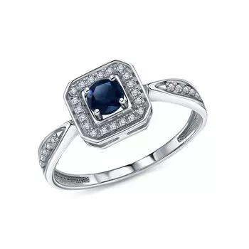 Золотое кольцо с бриллиантами природными и сапфирами природными