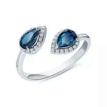 Золотое кольцо с бриллиантами природными и топазами природными