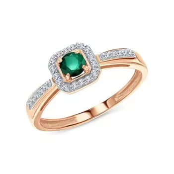 Золотое кольцо с бриллиантами природными и изумрудами природными