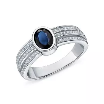 Золотое кольцо с бриллиантами природными и сапфирами природными