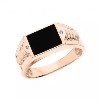 Золотое кольцо с бриллиантами природными и эмалью