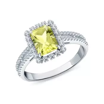 Золотое кольцо с бриллиантами природными, кварцами природными и сапфирами природными