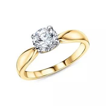 Золотое кольцо с бриллиантами выращенными