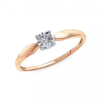 Золотое кольцо с бриллиантом природным