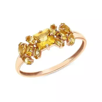 Золотое кольцо с цитринами природными