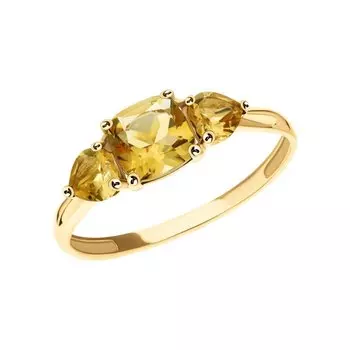 Золотое кольцо с цитринами природными