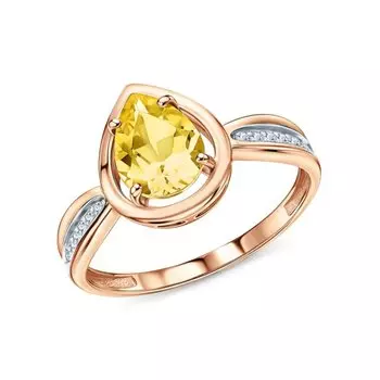 Золотое кольцо с цитрином и бриллиантами