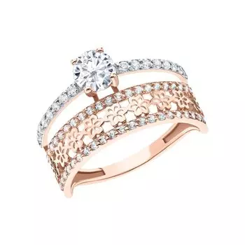 Золотое кольцо с фианитами