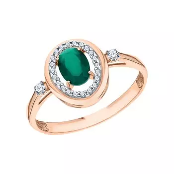 Золотое кольцо с фианитами и агатами природными