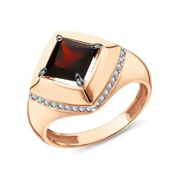 Золотое кольцо с фианитами и гранатами природными