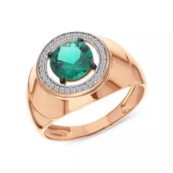 Золотое кольцо с фианитами и наноизумрудами