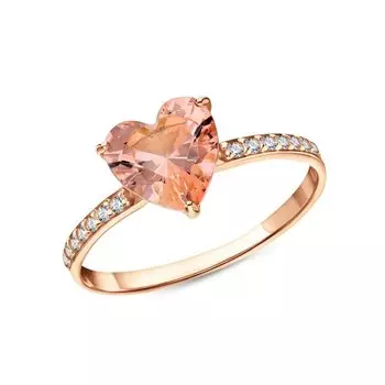 Золотое кольцо с фианитами и наноситалом морганит