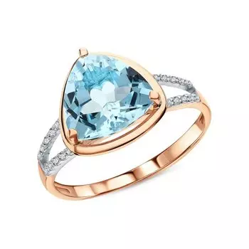 Золотое кольцо с фианитами и топазами природными