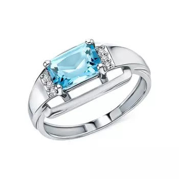 Золотое кольцо с фианитами и топазами природными