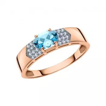 Золотое кольцо с фианитами и топазами