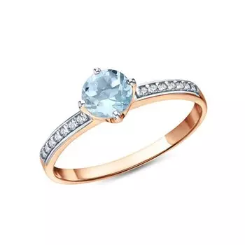 Золотое кольцо с фианитами и топазами природными