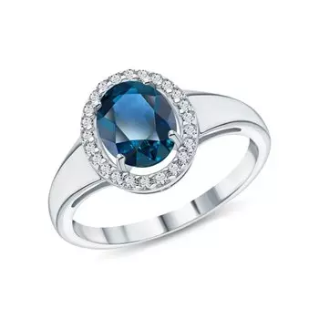 Золотое кольцо с фианитами и топазами природными