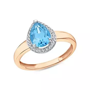 Золотое кольцо с фианитами и топазом