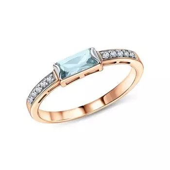 Золотое кольцо с фианитами и топазом природным