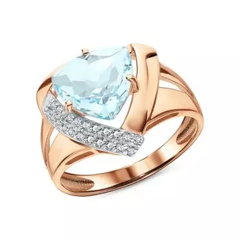 Золотое кольцо с фианитами и топазом природным