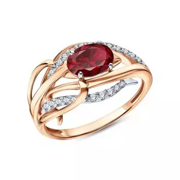 Золотое кольцо с гранатами природными и топазами природными