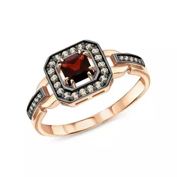 Золотое кольцо с гранатом и бриллиантами