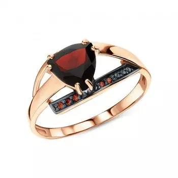 Золотое кольцо с гранатом и фианитами
