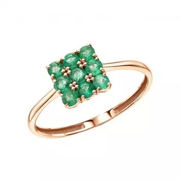 Золотое кольцо с изумрудами природными
