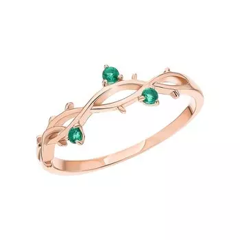 Золотое кольцо с изумрудами выращенными