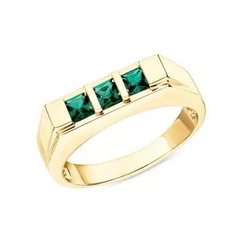 Золотое кольцо с изумрудами выращенными