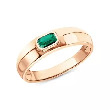 Золотое кольцо с изумрудами выращенными